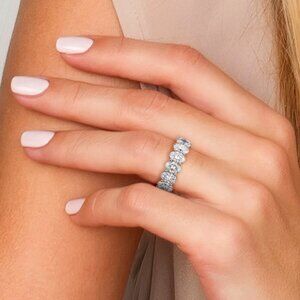 14K White Gold Lab-Grown Diamond 6.00ct Oval Cut Eternity Band for $3700